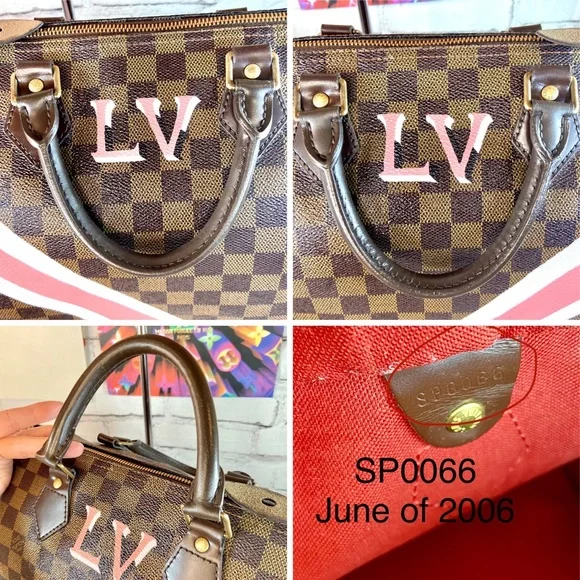 Louis Vuitton Damier Ebene Speedy 30 custom painted with key Cles pouch - Picture 15 of 15